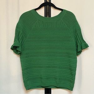 Ann Taylor Factory Kelly Green Pointe Knit Top sz L